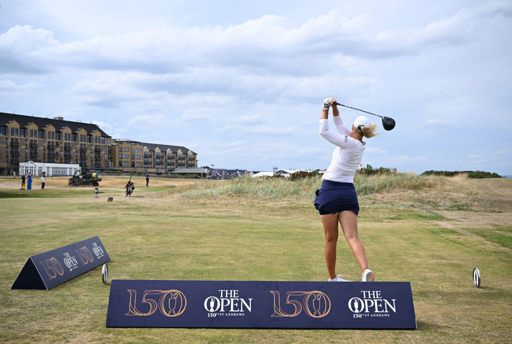 Anna Nordqvist launches a drive on the 2nd hole